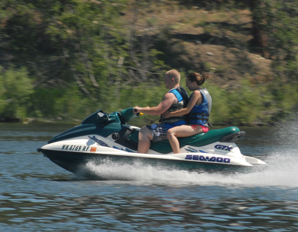 Personal water craft enthusiasts on Curlew Lake, WA