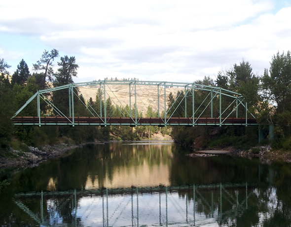The historic Curlew Bridge viewed from Peggy Brixner Park.