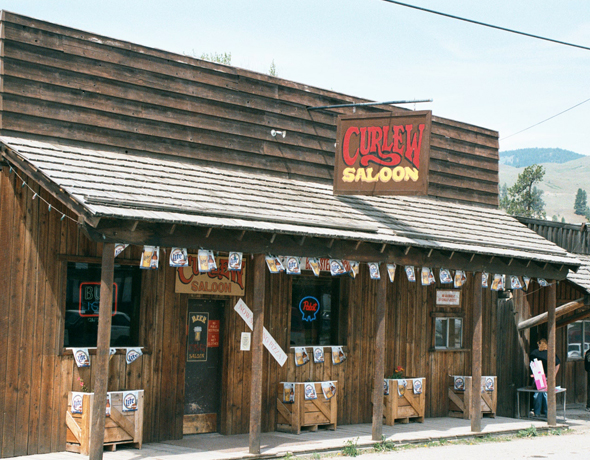 Curlew Saloon and its rough wood siding.