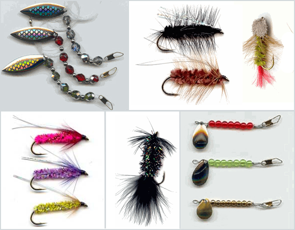 Different kinds of trolling flies.